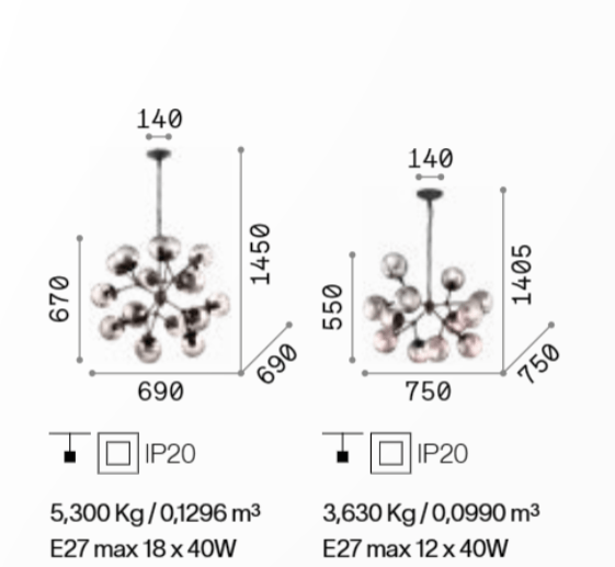 Kepler suspension metal smoky glass lighting design modern classic shop Eliana Osito Valencia