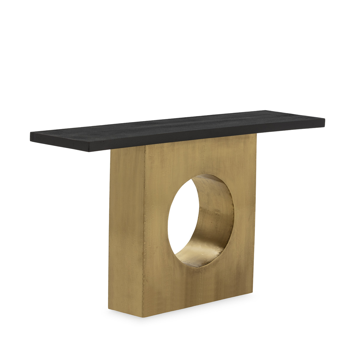 RING brass and mango wood console, for sale at the Decoration Insolite furniture store, El Osito, L'Eliana, Valencia