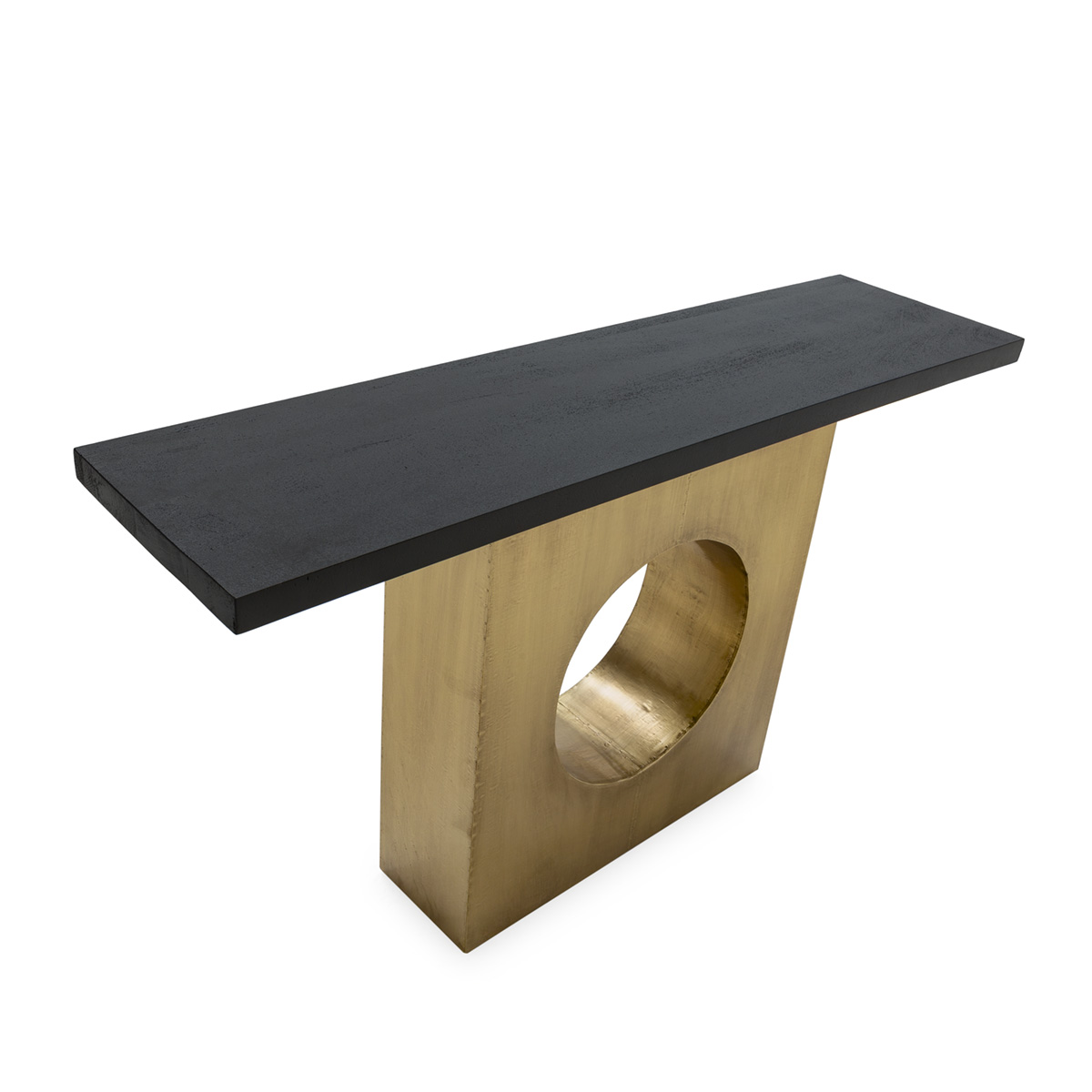 RING brass and mango wood console, for sale at the Decoration Insolite furniture store, El Osito, L'Eliana, Valencia